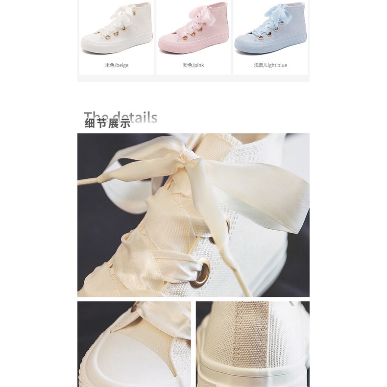 IDEALIFESHOES Sneaker cewek Sepatu Wanita Kanvas Pita Santin Hightop Import Casul Shoes Casual Korea Style Kekinian PITA