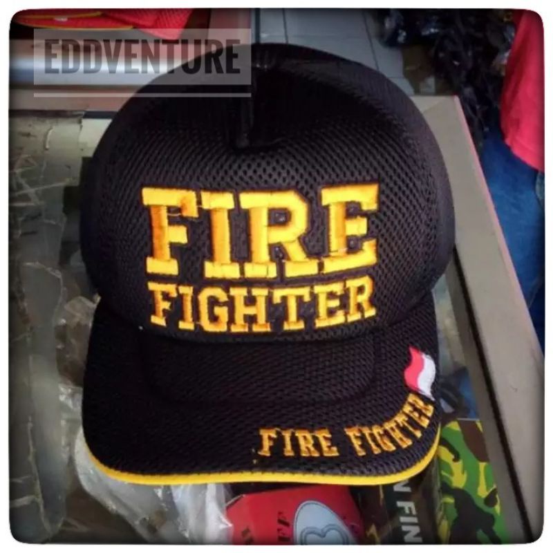 Topi Jaring FIRE FIGHTER / Topi DAMKAR / Topi Jala DAMKAR / Topi Bordir DAMKAR / Topi Bordir FIRE FIGHTER / Topi Jaring Hitam / Topi Jaring Bordir