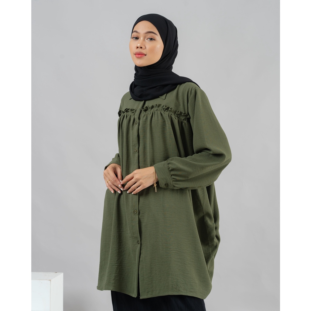 TUNIK KEMEJA KRINKLE AIRFLOW RANI LONG SHIRT PREMIUM SHIRT B571