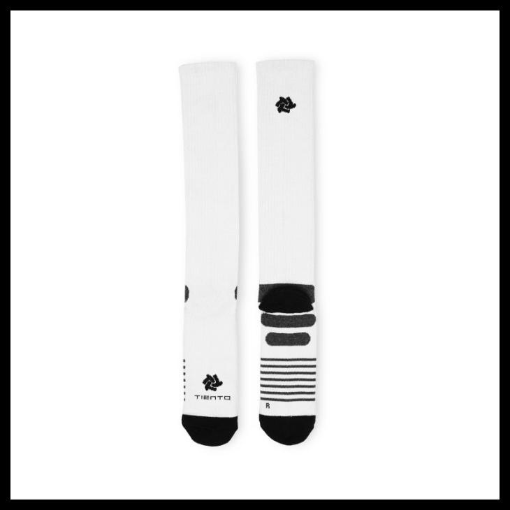 Tiento Long Compression Socks White Kaos Kaki Olahraga Ketat Panjang