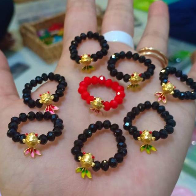 cincin kristal 24 karat model ikan koi,charm mwar ,naga pixiu,love, bambu