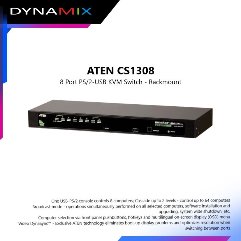 ATEN CS1308 8 Port PS/2-USB KVM Switch - Rackmount