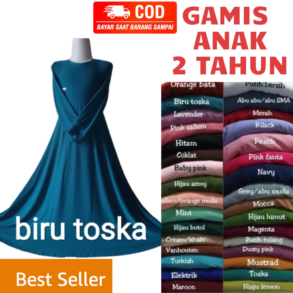 Gamis Anak Perempuan 2 Tahun Bahan Jersey Polos Baju Muslim Anak 2 Tahun Pakaian Anak Cewek Gamis Po