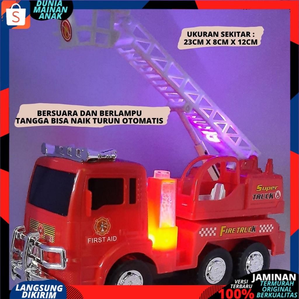 Mobil Truck Polisi Pemadam Kebakaran Berjalan Bersuara Dan berlampu Terbaru| Mainan Anak Laki LAki-4