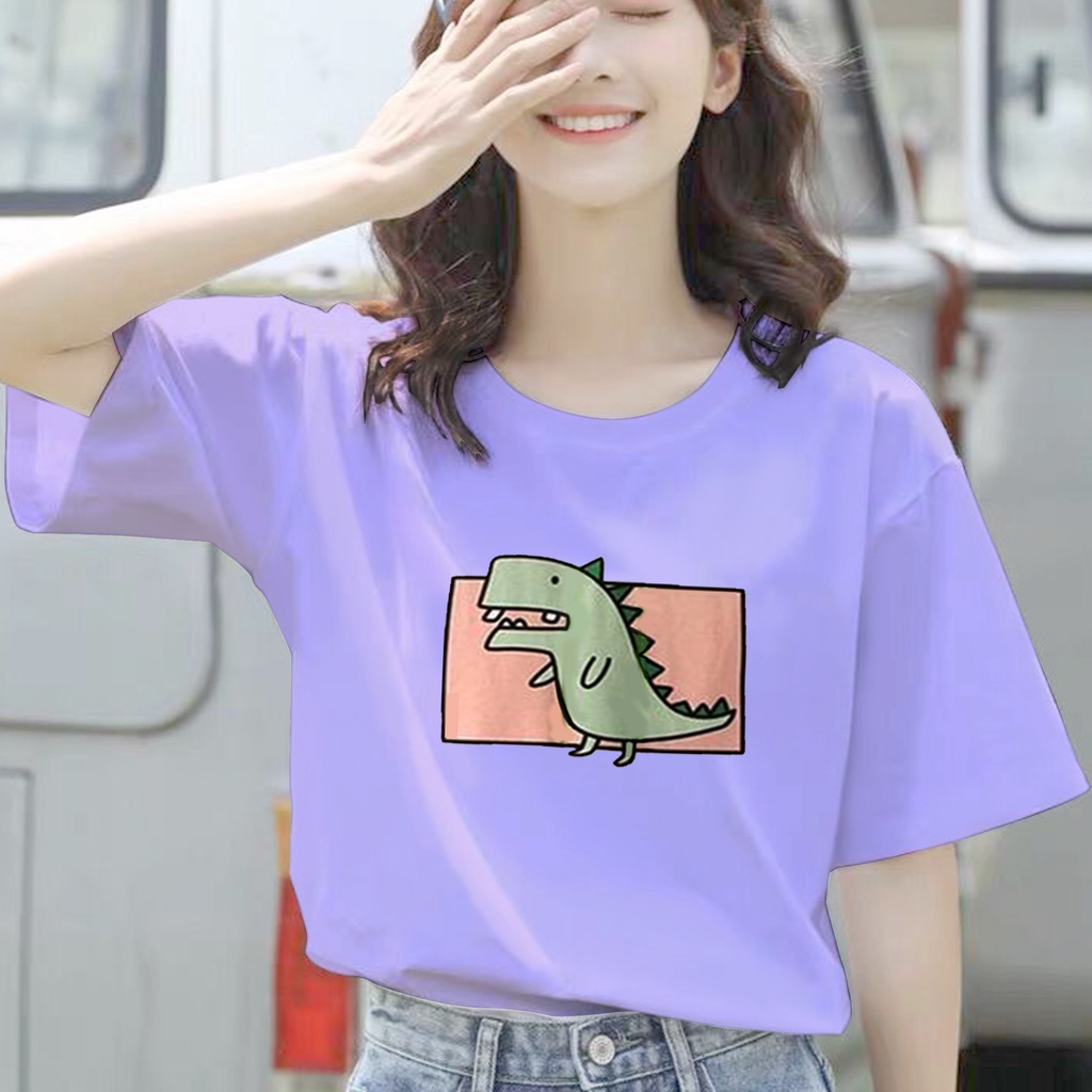 CALVIERO SHOP - BAJU KAOS ATASAN WANITA PRINT DINO CUTE