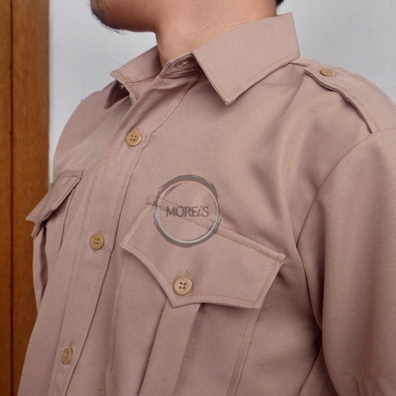 Seragam Baju Pramuka Pendek Laki Bahan Rapilo/Laricci