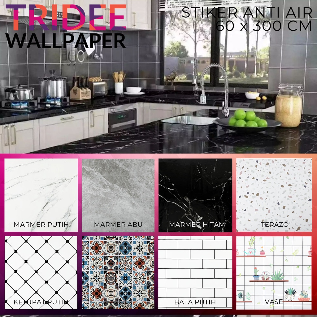 Wallpaper Stiker Dapur | Kamar mandi | Anti Air dan Panas | 300 x 60cm | TRIDEE ADHESIVE FOIL