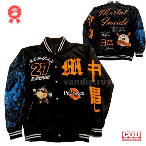 JACKET VARSITY BASEBAAL MOTIP TERBARU PRIA WANITA SAIZE L XL  - JAKET EVERYONE BAYAR DI TEMPAT-MORTL INSIDE PEDIGRE