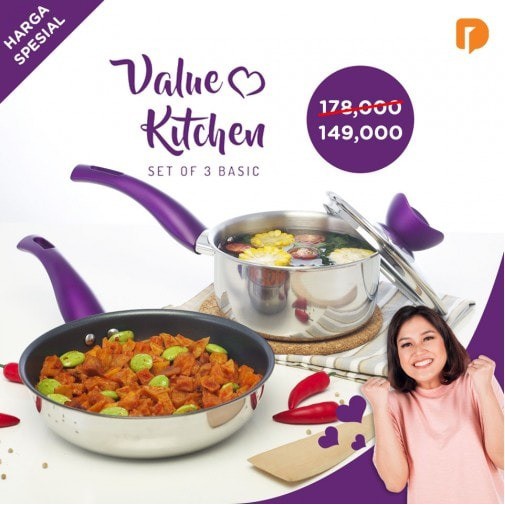 

Value Kitchen Set of 3 Basic Wajan Teflon