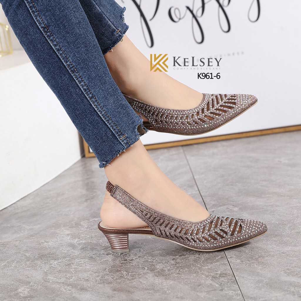 (GRATIS ALAS KAKI) Kelsey Sendal Heels Wanita 4cm Sandal Pesta K961-6