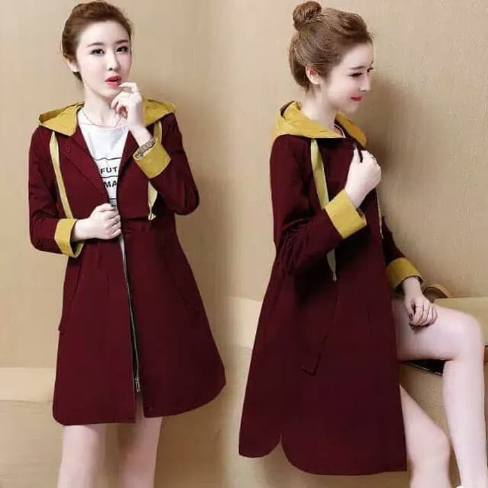 dress hoodie coat korea baju wanita panjang