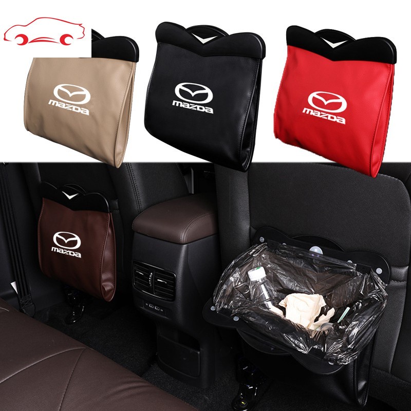 Car Organizer Seat Back Storage Bag Auto Leather Pocket Holder Car Trash Bin Garbage For Mazda CX5 Mazda 3 2 6 5 CX3 RX8 BT50 323 CX8 CX30 RX7 626 CX7 NX5 CX9