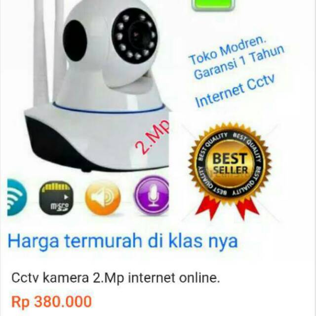 Cctv kamera 2.mp Internet online wifi. HD. Wirelees Tanpa kabel