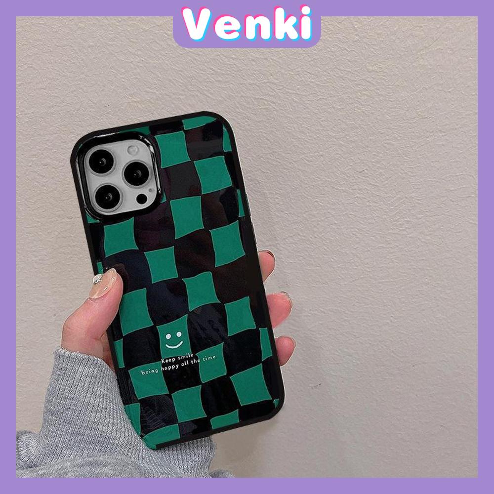 iPhone Case Silicone Soft Case TPU Candy Case Black Glossy Big Hole Camera Protection Shockproof Green Checkered For iPhone 13 Pro Max iPhone 12 Pro Max iPhone 11 Pro Max 7 Plus