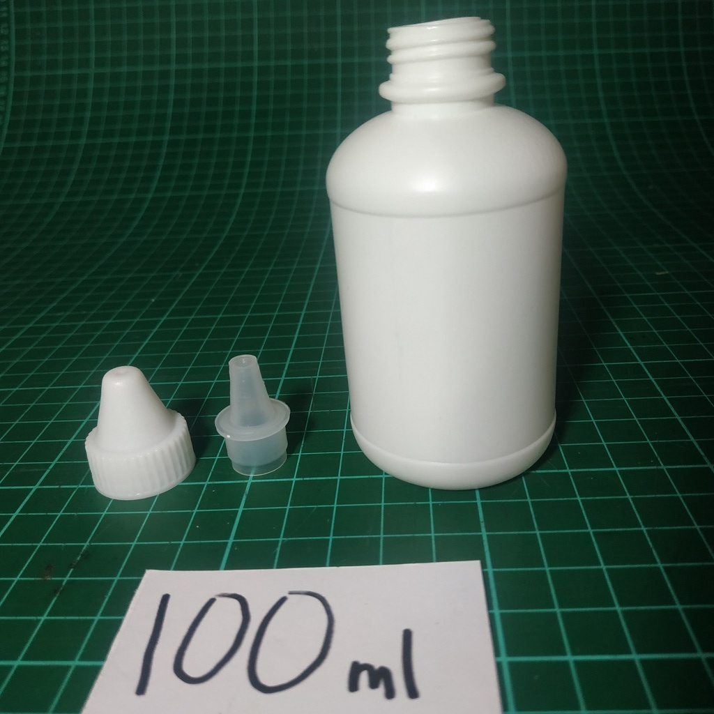 Harga Grosir CC botol tetes Plastik 100 ml - Lancip 100ml - natural bening putih susu