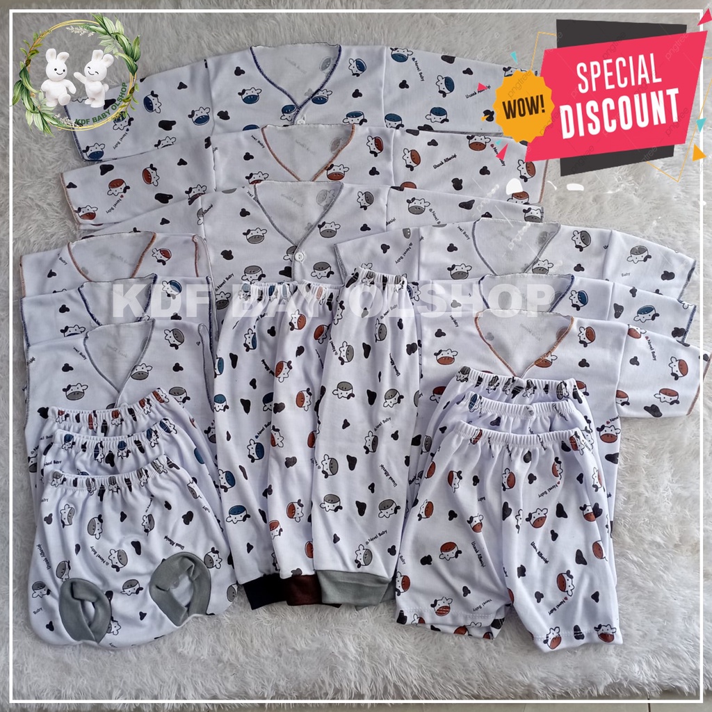 18 PCS BAJU BAYI BARU LAHIR MOTIP ANIMAL SAPI PAKET BAJU BARU LAHIR LENGKAP SETELAN BAYI LAKI LAKI PEREMPUAN SET BAYI CEWE COWO NEWBOARN