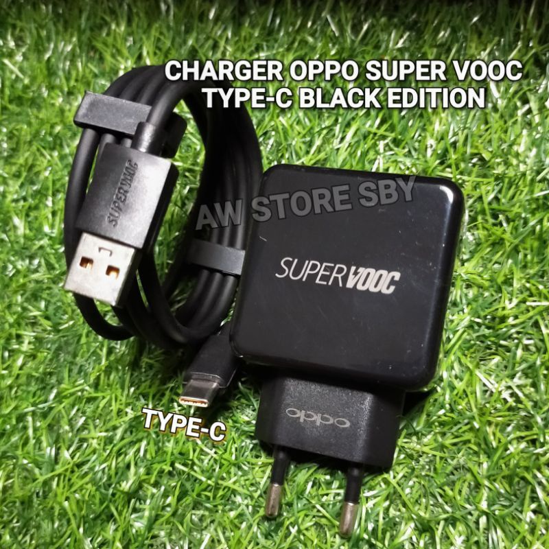 Charger Oppo Super Vooc Type C Black Edition oppo Reno 3/A91/Reno 2/Reno 2f/R17 Pro