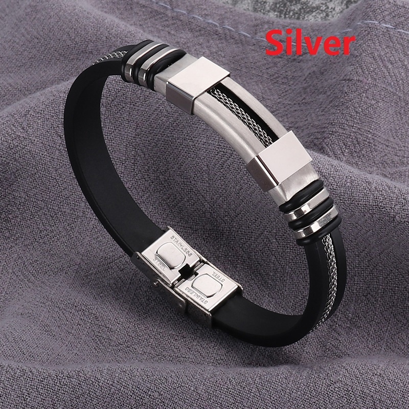 Gelang Bahan Stainless Steel Gaya Hip Hop Punk Untuk Pria