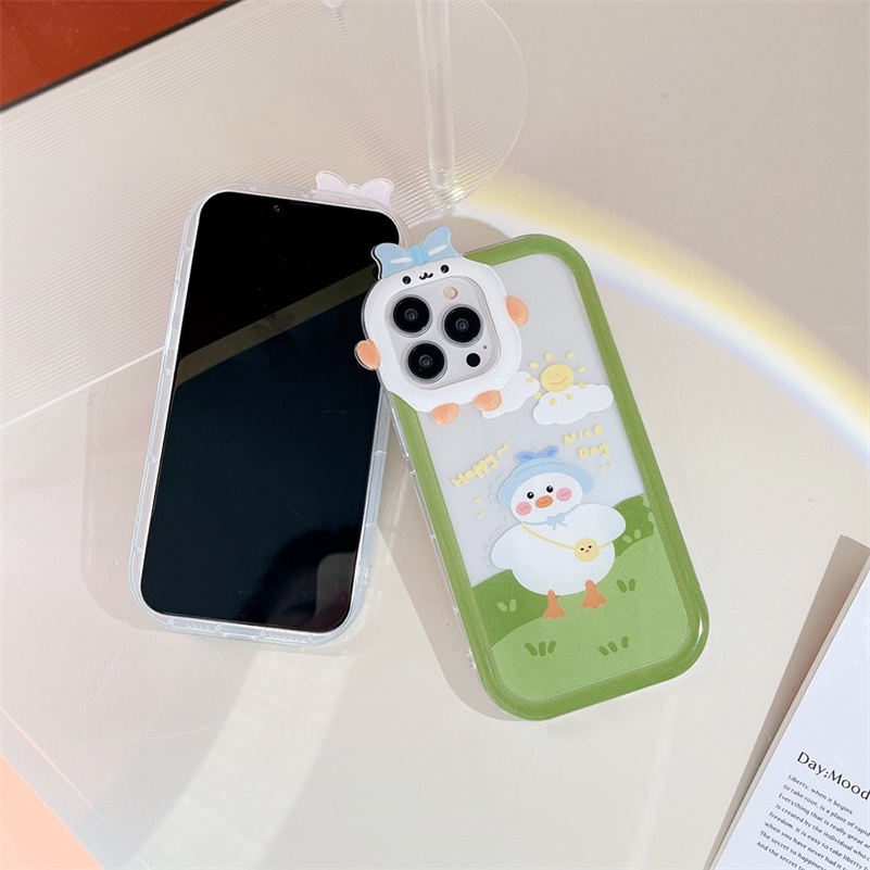 Soft Case Silikon Motif Kartun Bebek Monster Untuk iPhone 14 13 12 11 Pro Max X Xr Xs Max 7 8 6 6s Plus SE 2020