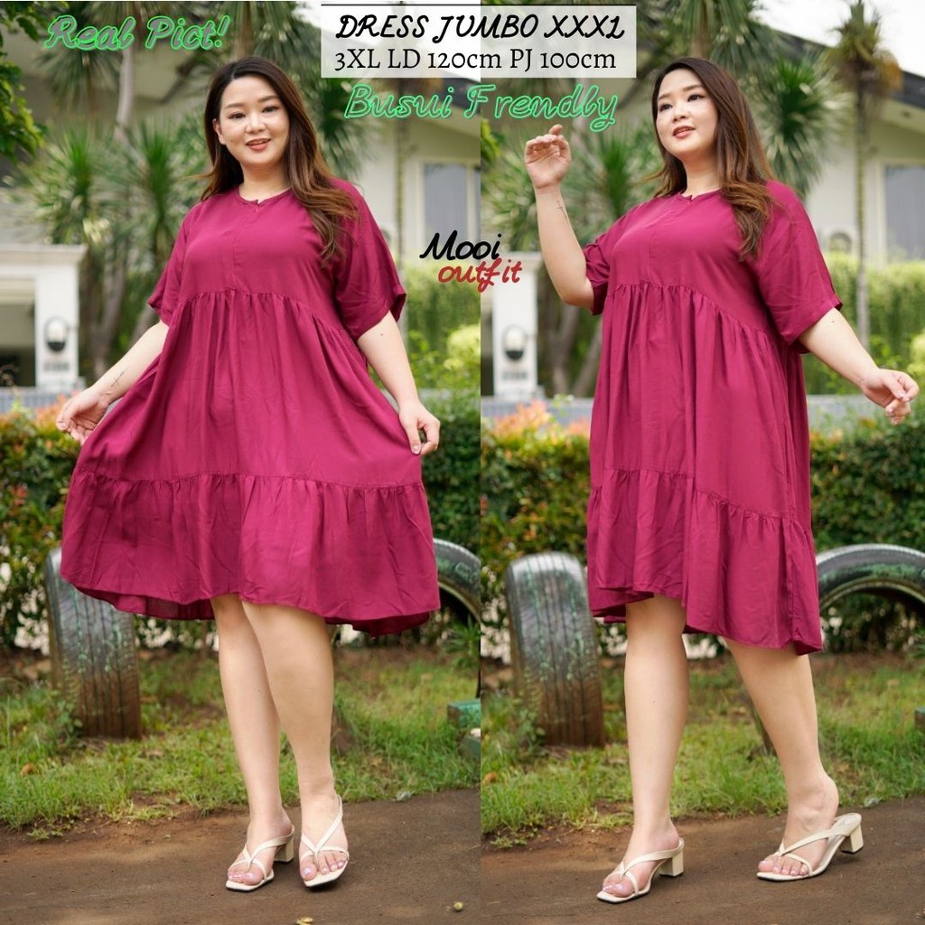 Dress Rayon Jumbo - Dress Busui Jumbo - Dress Hamil Dan Menyusui Jumbo - Dress Jumbo Xxxl Ld 120 - Daster Jumbo Ld 120 Busui Kekinian Murah Bahan Katun Rayon Adem