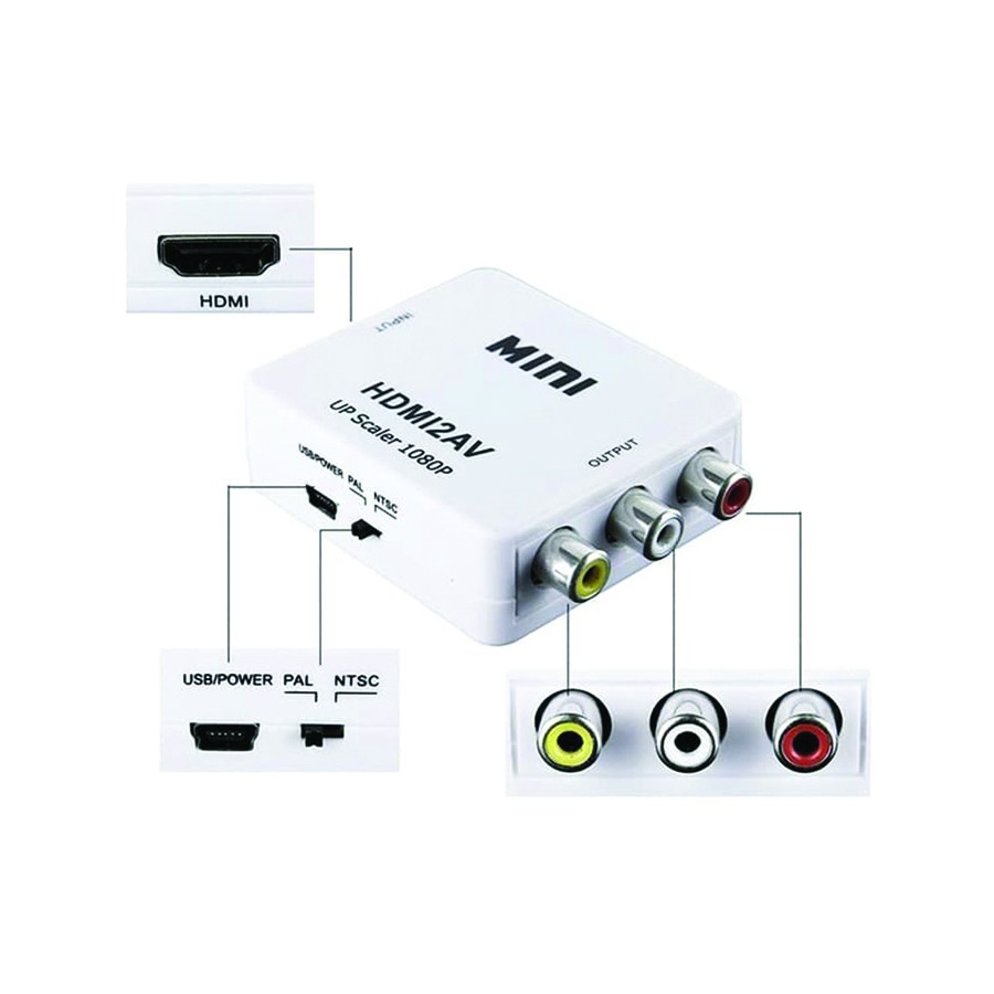 CONVERTER HDMI TO AV FEMALE MINI + KABEL USB 5 PIN HDMI2AV