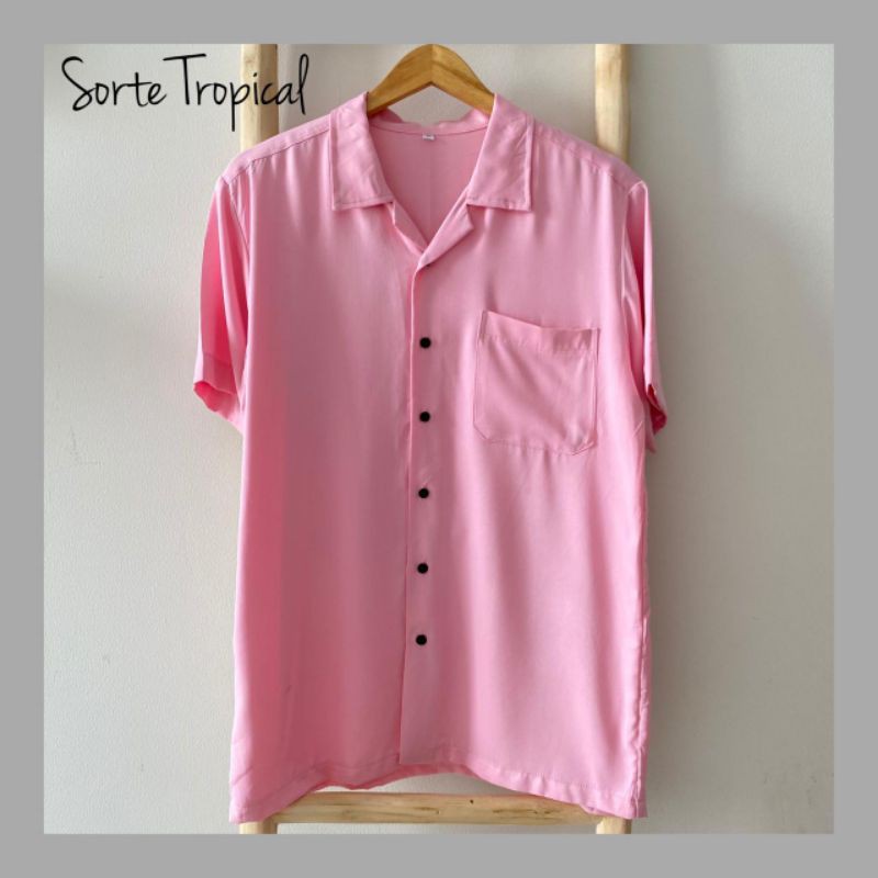 Baju Kemeja Polos Plain Basic Casual Pria Wanita Soft Pink