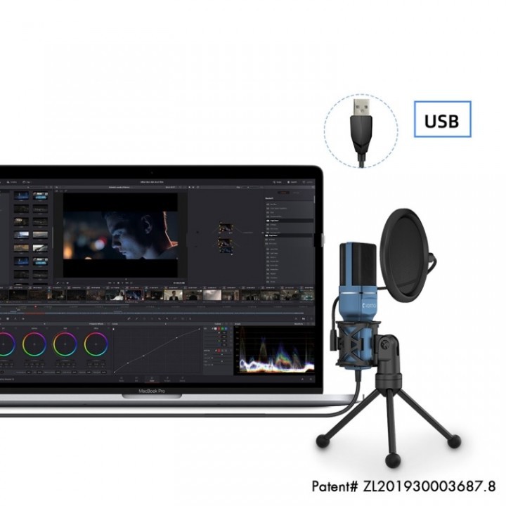 YANMAI SF-777 Condeser Microphone with Pop Filter and Tripod Stand - Mikrofon Condenser USB