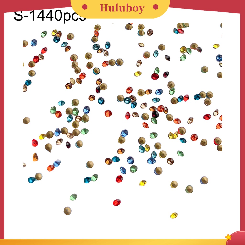 Huluboy Huluboy♡ 1440pcs / Kantong Berlian Imitasi Bulat Kecil Ringan Untuk Dekorasi Nail Art DIY