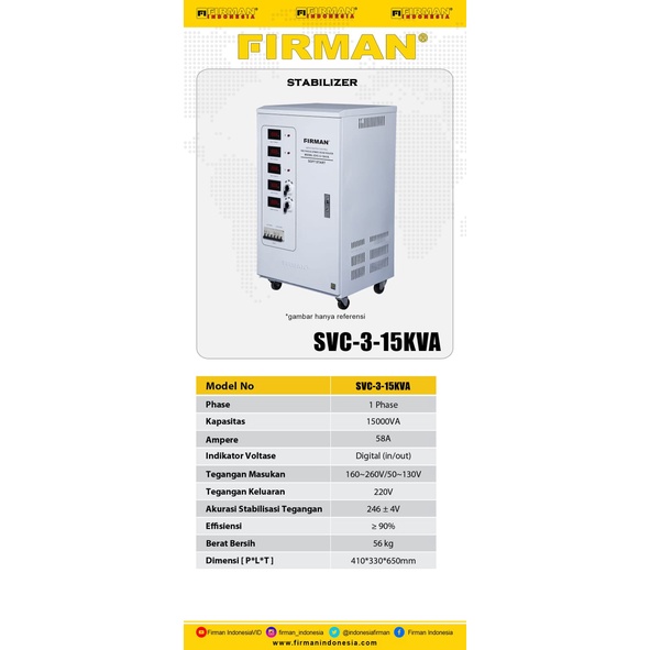 Stabilizer LISTRIK SVC3-15KVA FIRMAN 3 Phase 15KVA / Stavol Listrik Stavol Stavolt SVC 15 KVA Stabiliser FIRMAN SVC-3 15KVA