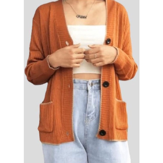 AFI Cardigan Rajut Wanita Kekinian Polos Premium Tebal | Sweater Wanita | Sweater Korea