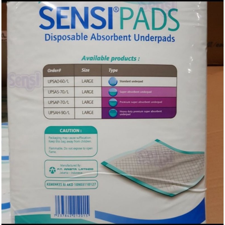 sensi underpad / perlak sekali pakai / alas tidur isi 10 pcs 60cmx90cm