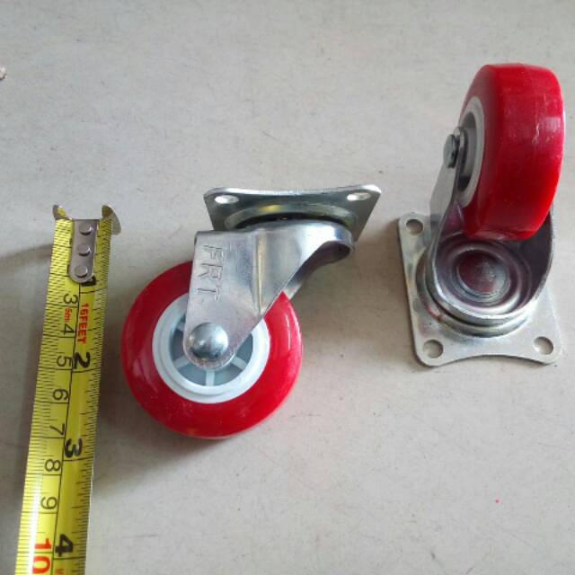 Roda Nylon HH Merah 2&quot; Isi 4Pcs bisa putar 360derajat TANPA REM/ Roda koper/Roda Trolley