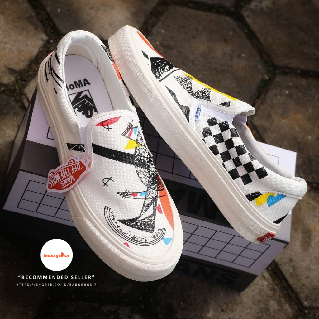 PROMO Sepatu Slip On Pria dan Wanita | Vans Slip On Moma Premium, Import Quality, Tag Made in China, Harga Murah