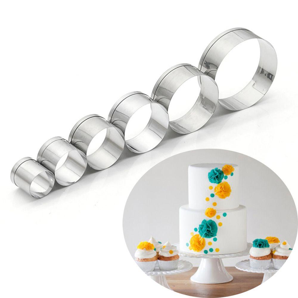 Populer 6Pcs /set Cetakan Biskuit Lingkaran DIY Rumah &amp; Dapur Pemotong Kue Kering Stainless Steel