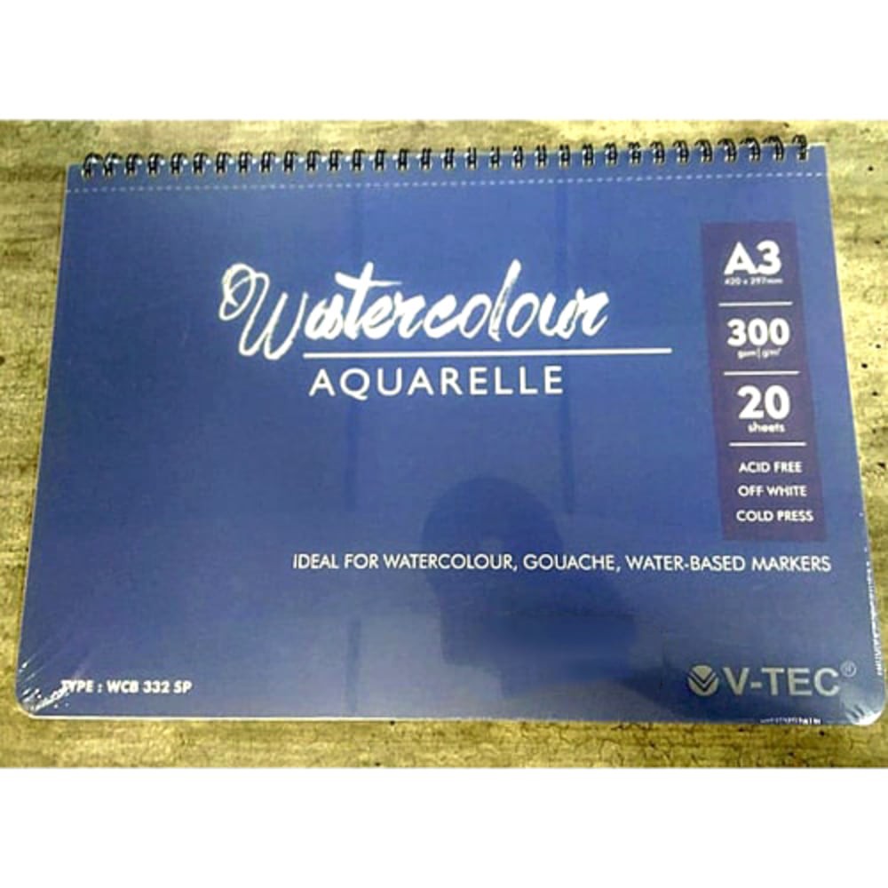 

V-Tec WATERCOLOR BOOK SPIRAL A3 20 SHEET/300GSM WCB332SP