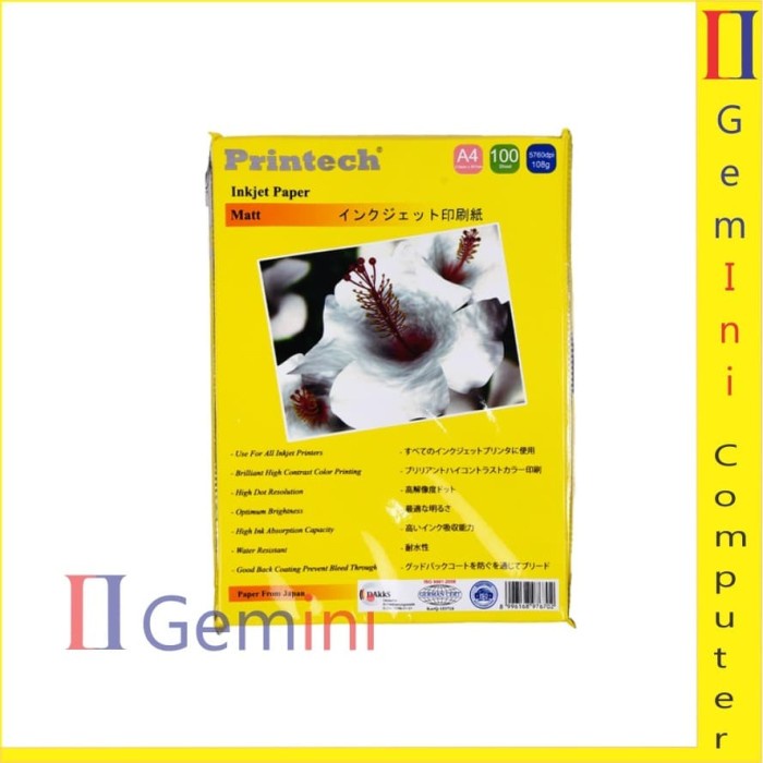 

(DISKON TERMURAH) Kertas Foto / Photo paper INKJET PAPER PRINTECH A4 108 GR
