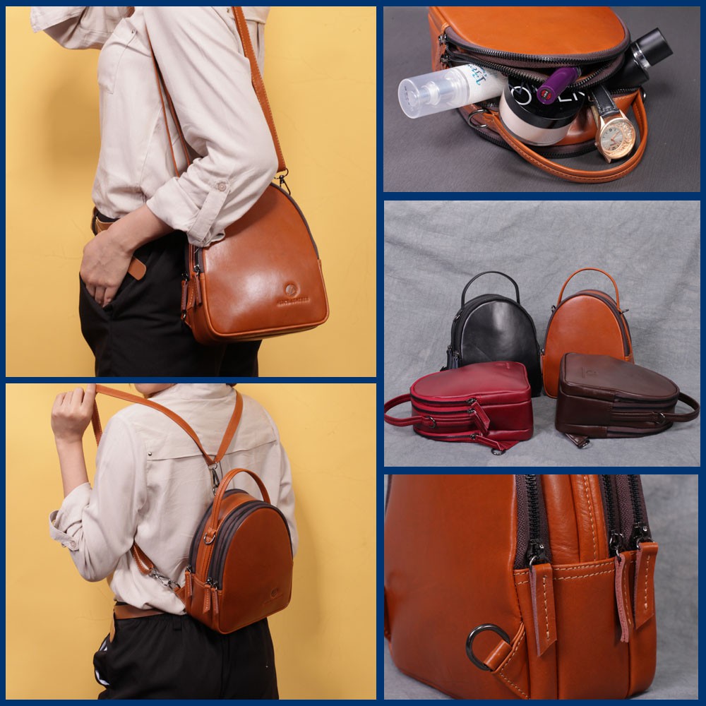 Tas Ransel Wanita Mini Multifungsi Bahan Dari Kulit Sapi Asli/Backpack Leather - Erica ALICE LEATHER