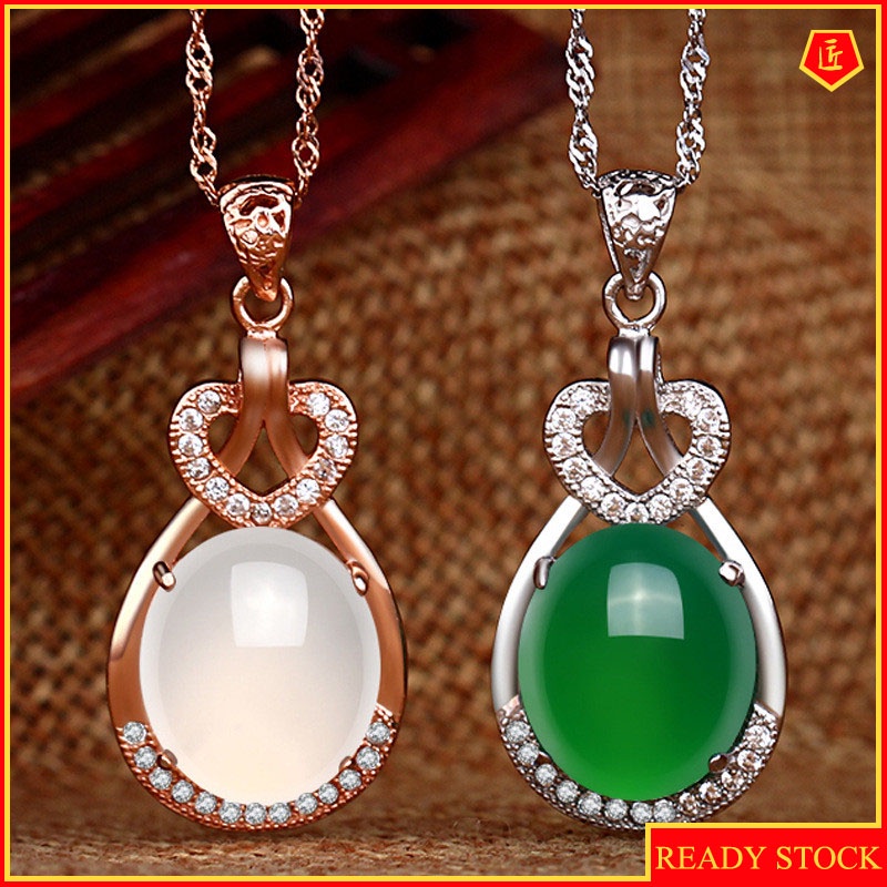 [Ready Stock]Fashion Personality Mosaic Jade Pendant Necklace