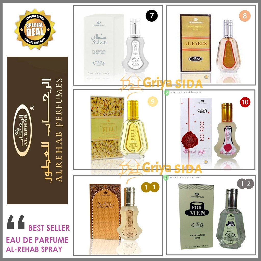 Parfum al rehab spray 35ml 50ml original minyak wangi alrehab spray ecer &amp; grosir PROMO!