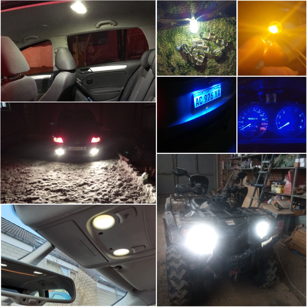 Mobil LED T10 W5W Canbus Kaca COB 6000 K Kubah Baca Lampu Marker Wedge Plat Lampu Bohlam 168 194 192 DC 12V Putih Biru Merah