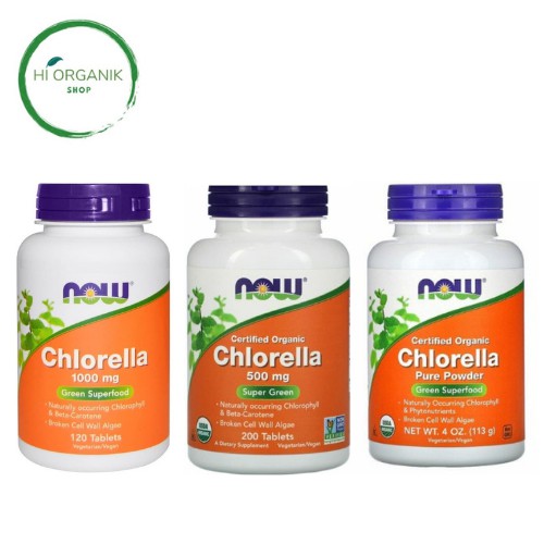 Now Foods Foods Certified Organic Chlorella 500 mg 200 Tablets ; Chlorella 1000 mg 120 Tablets ;  Ch