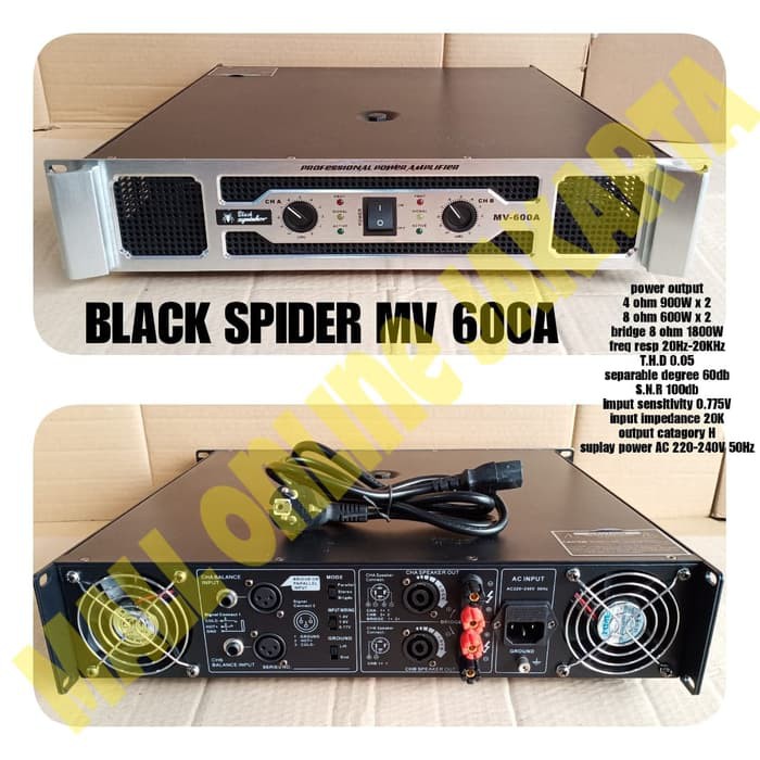 power audio black spider mv 600a profesional power amplifier blackspider mv600a mv600 a 2 channel