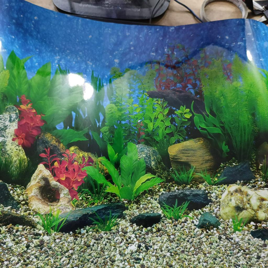 WALPAPER BACKGROUND AQUARIUM 2 SISI 100cm x 60cm dan 100 cm X 40cm MOTIF