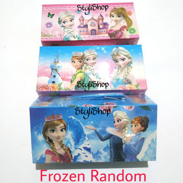 Kotak Pensil Kode / Sandi 3 Tingkat SQW095, Tempat Alat Tulis dengan Kode-Frozen Random