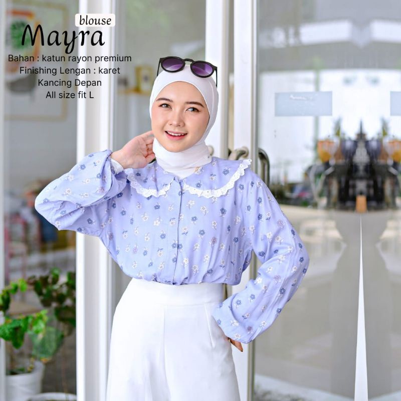 New - Baju Atasan/Blouse Wanita - MAYRA BLOUSE ALL Size fit L-Katun Rayon Premium-Motif Bunga-Nyaman dipakai