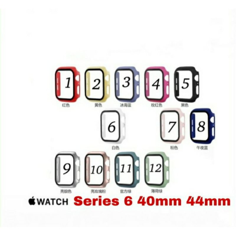 Case iWatch Apple I Watch Series 6 40mm 44mm 40 44 mm Casing Cover Sarung Tempered Anti Gores