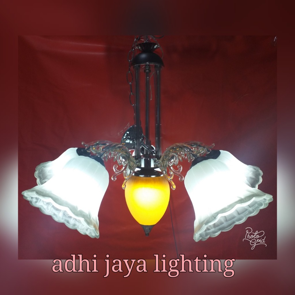 lampu gantung lampu hias gantung lampu gantung minimalis bunga cabang 5 warna black termurah