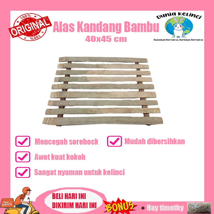 FOOTREST ALAS KANDANG BAMBU 40X45 cm Kelinci Kucing Cegah Sorehock