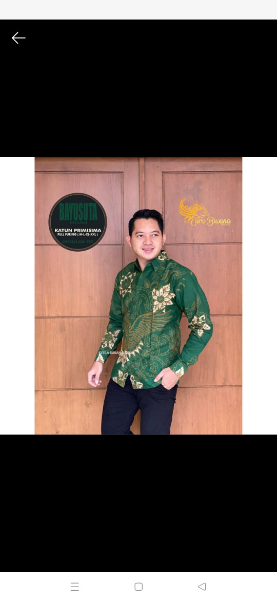 Bayusuta Hijau Kemeja Batik Pria Full Furing Bahan Katun Primisima