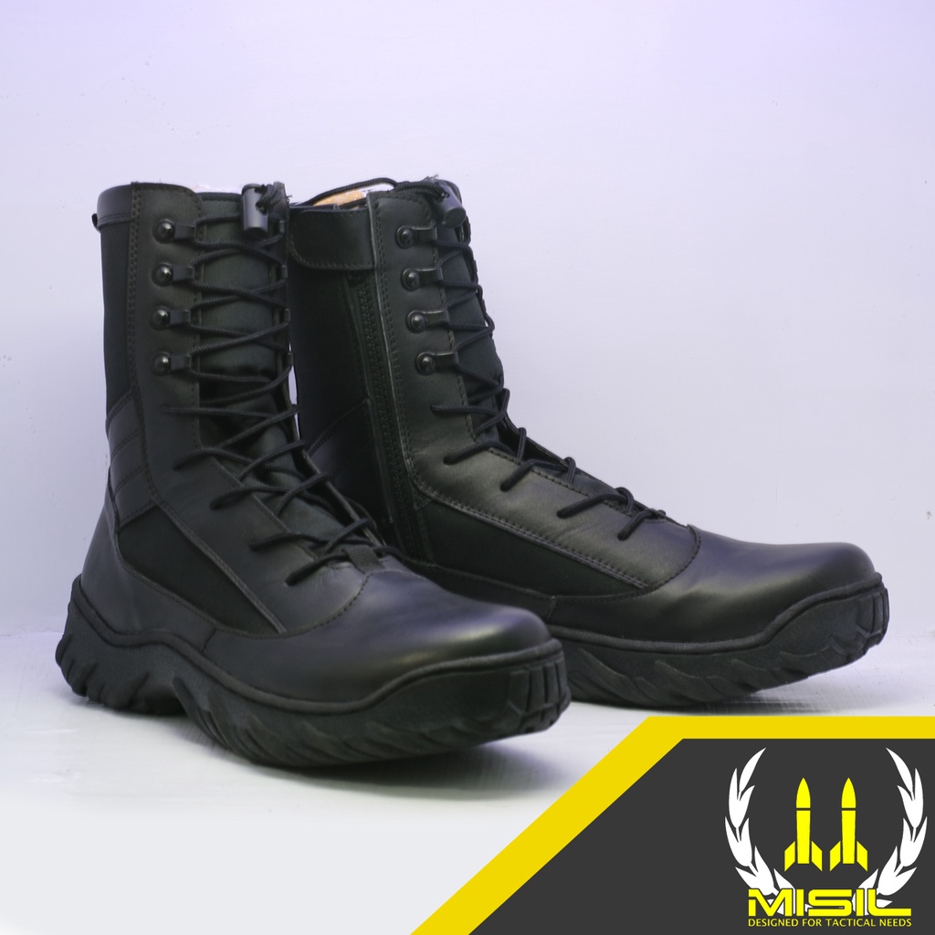 SEPATU PDL JATAH POLRI KULIT ASLI KOMBINASI CORDURA ANTI AIR SOL DIJAHIT SEKELILINGNYA